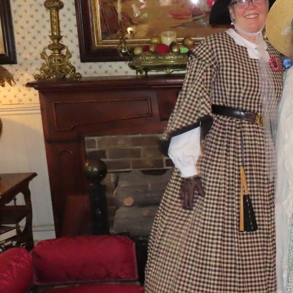 Vintage Checkered Dress For Living Historians, Civil War Reenactors, Victorian - Picture 2 of 3